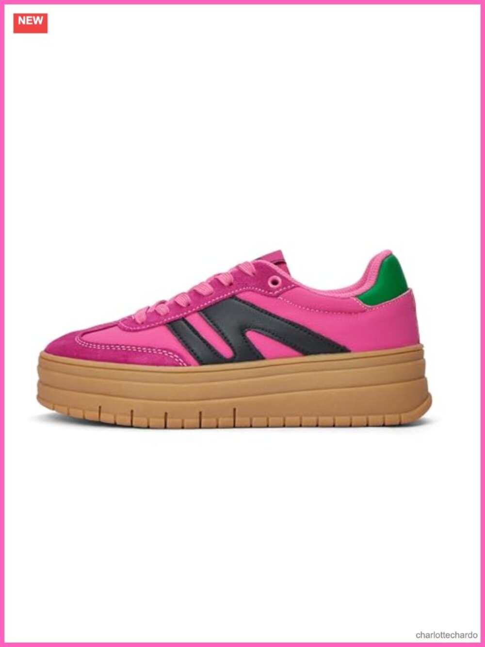 Platform Sneakers with Faux Leather Suede, Slip Resistant Lace-Up Casual Skate
